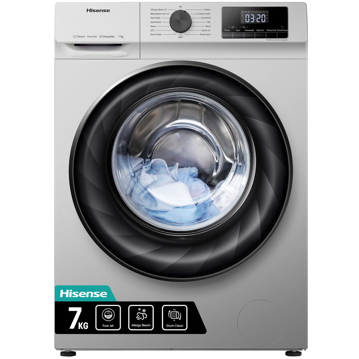 Hisense 7Kg Front Loader Washing Machine with Inverter - Silver Buy Online in Zimbabwe thedailysale.shop